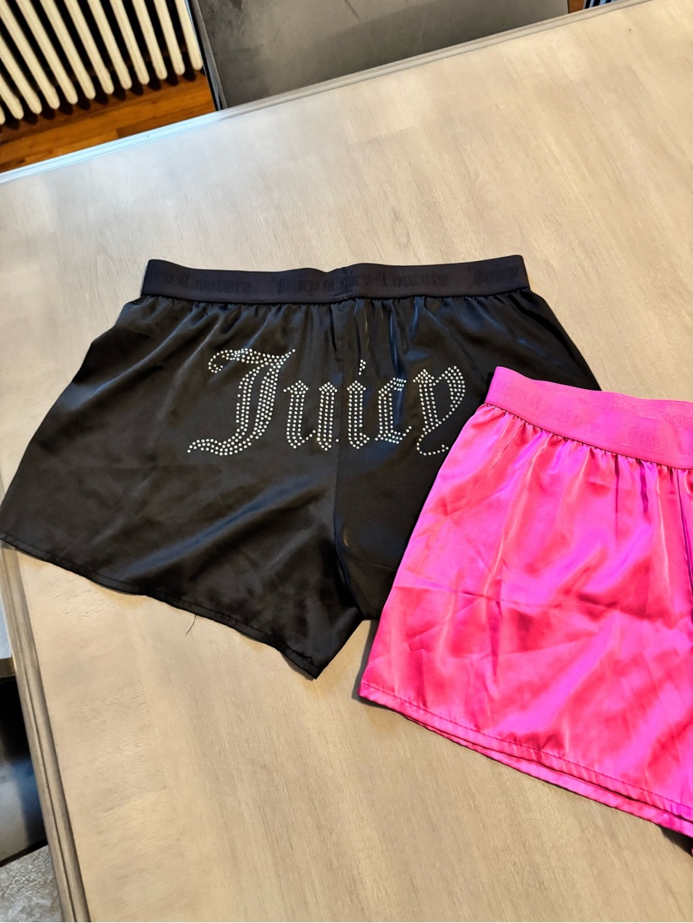 Juicy Couture Hot Pink & Black Velour Athletic Shorts - Picture 4 of 5